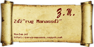 Zárug Manassé névjegykártya